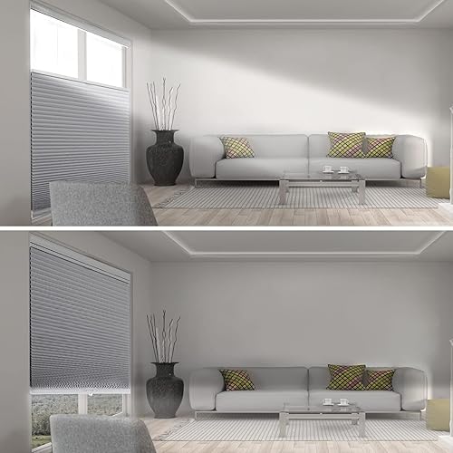 Miniatura 5 de MYshade Persianas celulares opacas y sin cordones, de arriba hacia abajo, para ventanas de interior, oscurecimiento de habitación, persianas y