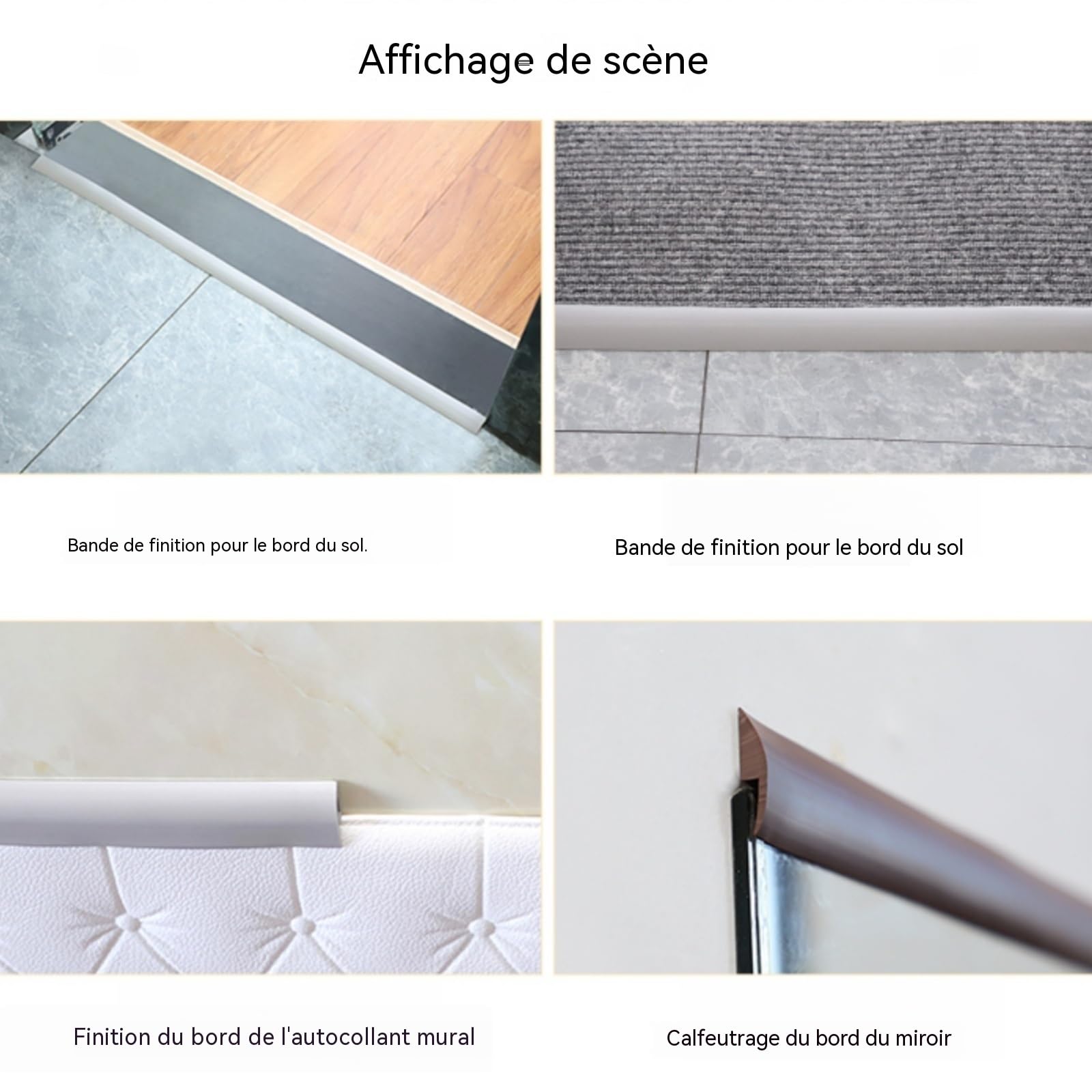 Bande De Seuil pour Moquette en PVC 300 Cm Barre De Transition De Sol Profilé De Finition pour Jonction Sol Bois Carrelage Et Moquette Largeur 5,6/7/12 Mm(Gray,12mm)