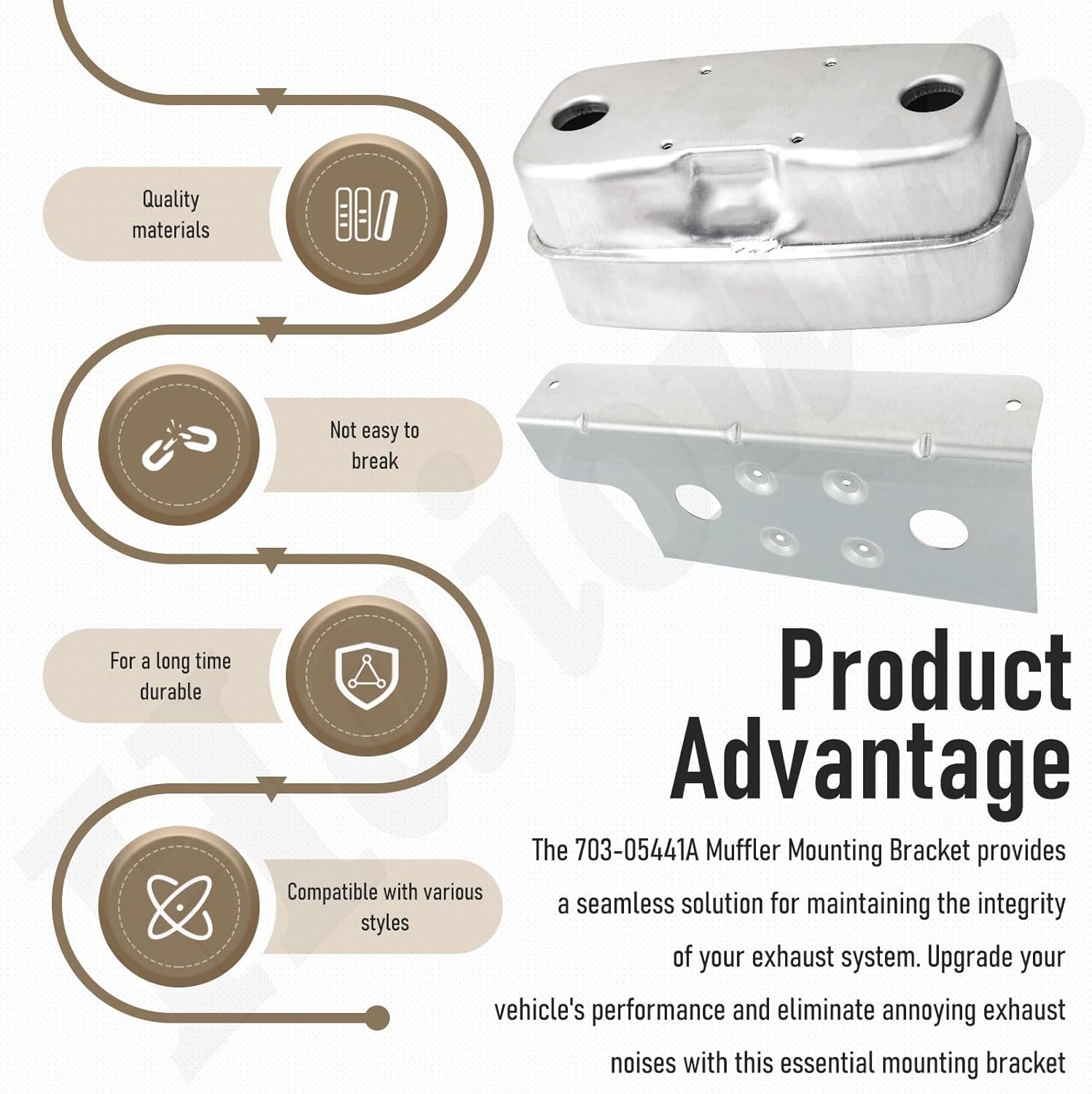 751-0616B 951-0616B Twin Inlet Exhaust Muffler & 703-05441A Muffler Mounting Bracket Kit Compatible With Craftsman MTD Cub Cadet Murray Troy-Bilt RZT-17, RZT-22, RZT-50, RZT-50VT, RZT-54, LT1018