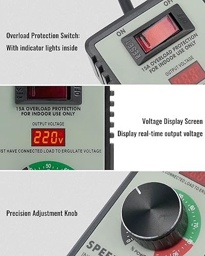 Miniatura 3 de Controlador de velocidad variable Controlador de velocidad de motor de CA para router Rheostat Extractor Drill, regulador de voltaje electrónico con