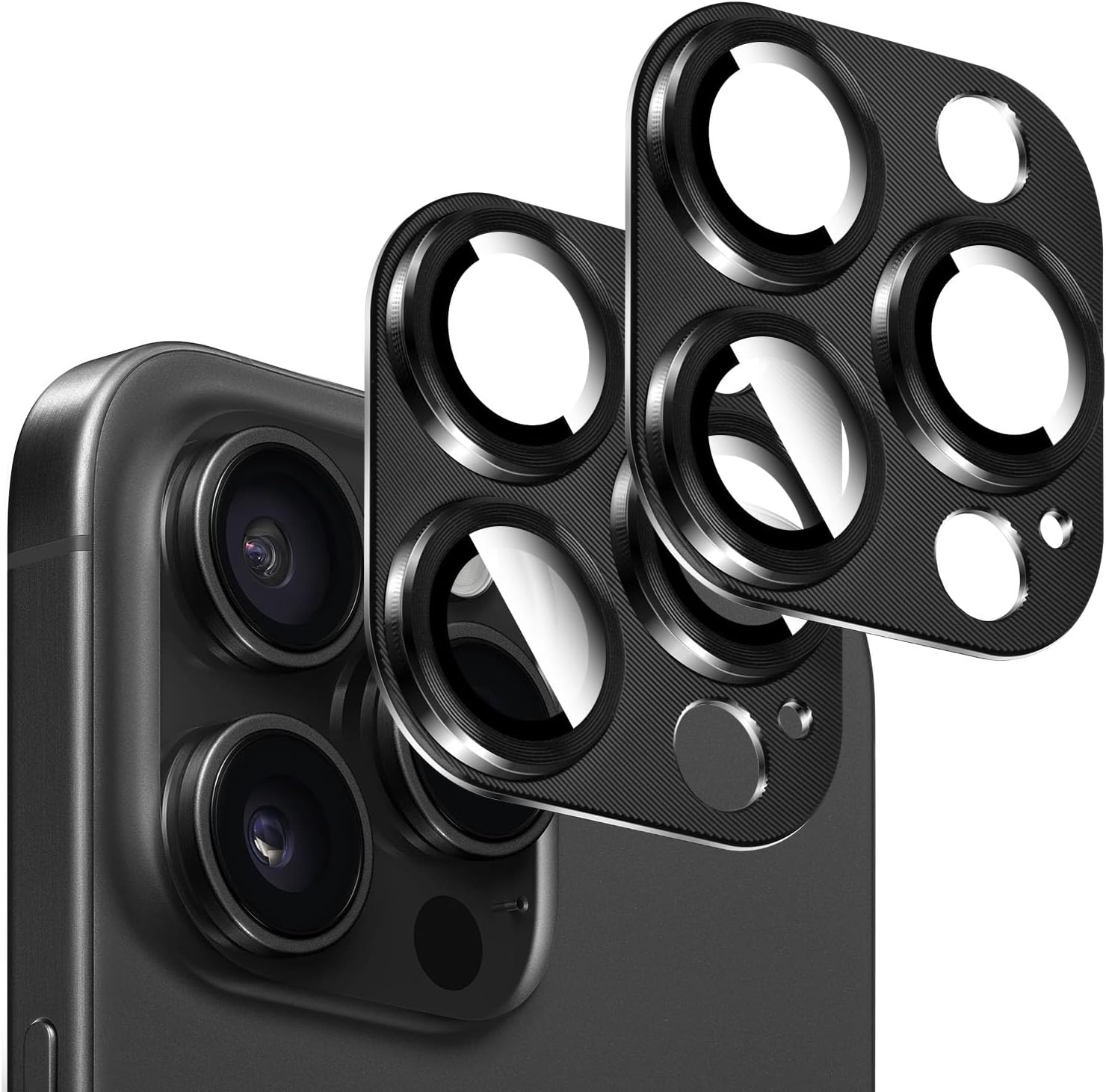 Kucheed 2PCS Camera Lens Protector for iPhone 11 Pro/iPhone 11 Pro Max, One-Piece Metal Aluminum with 3D Texture Designed Decoration, Anti-Scratch Full Protection Back Camera Cover