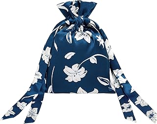 LilySilk Silk Makeup Pouches 100% Mulberry Silk with Drawstring Design Womens Jewellery Coin Watch Necklace Cosmetic Purse Bag, Lily In Navy Blue