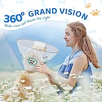 Vista 4 de Supet Collar de cono para perro después de la cirugía para dejar de lamer: collar Elizabeth de recuperación ajustable, alternativa para perros