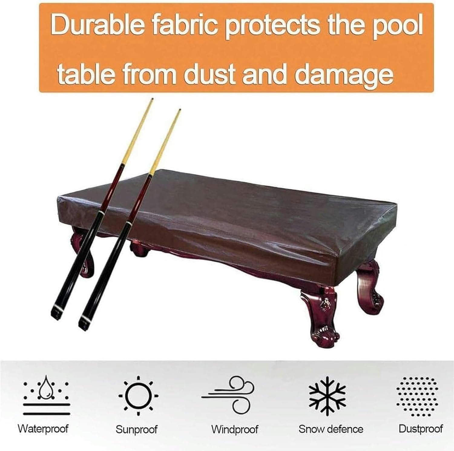 Leather Pool Table Cover, Heavy Duty Leatherette Billiard Pool Table Cover, Waterproof Pool Table Cover for Most 7/8FT Pool Tables,7FT