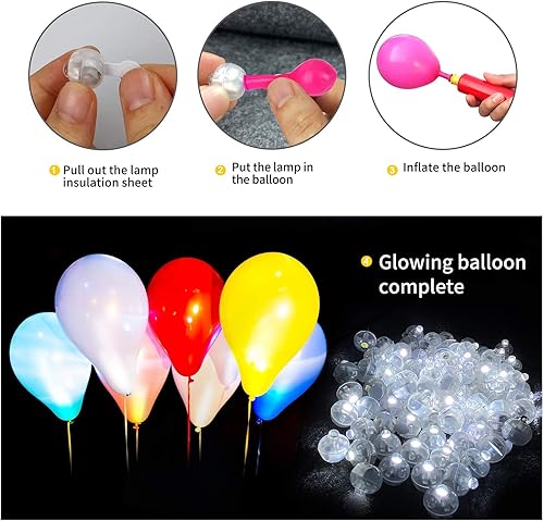 Miniatura 2 de Aogist 50 luces LED blancas para globos, pequeña lámpara de bola LED redonda para linterna de papel, para interiores y exteriores, fiestas, eventos,