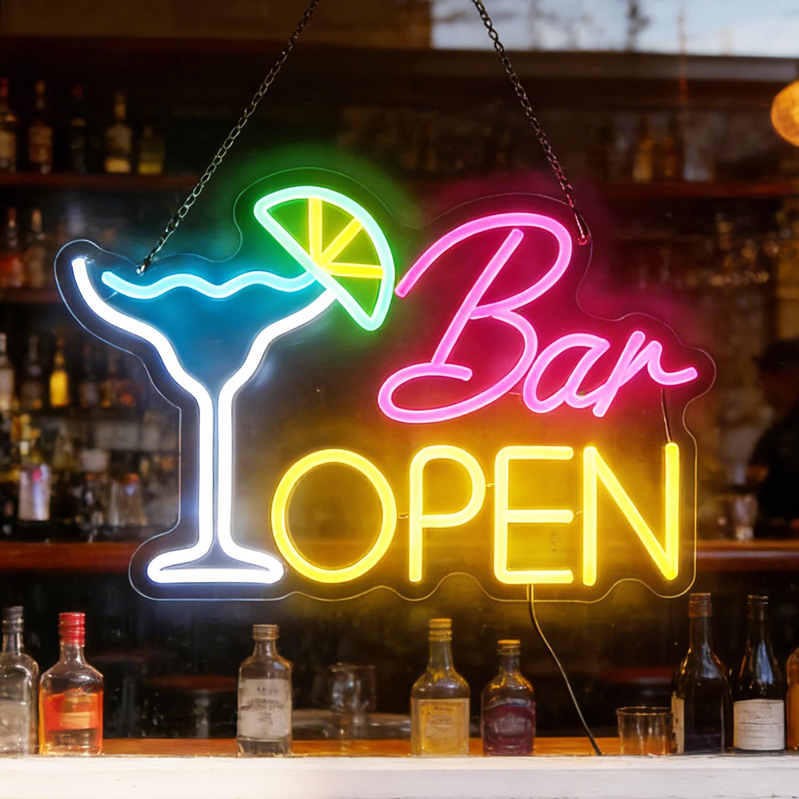 Bar Open Neon Schild, Neon Schild Bar, Bar Schild Beleuchtet, für Bars, Clubs, kleine Restaurants, Café, Familienbar, Party, Geschäftsdekoration