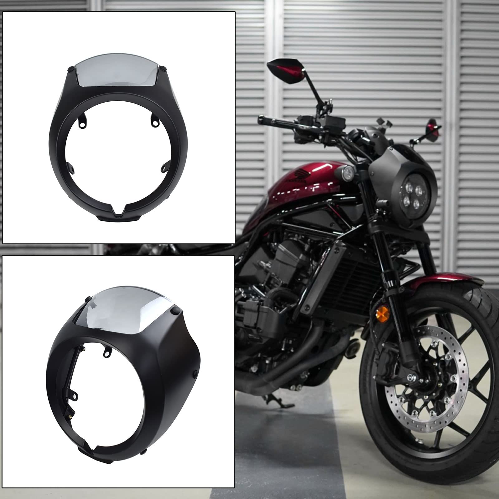 Motorcycle Fron Mask Visor Headlight Fairing Front Cowl Fork Mount Windshield Wind Deflector Compatible with HO-NDA Rebel 1100 CMX1100 CMX 1100 Accessories 2021-2022