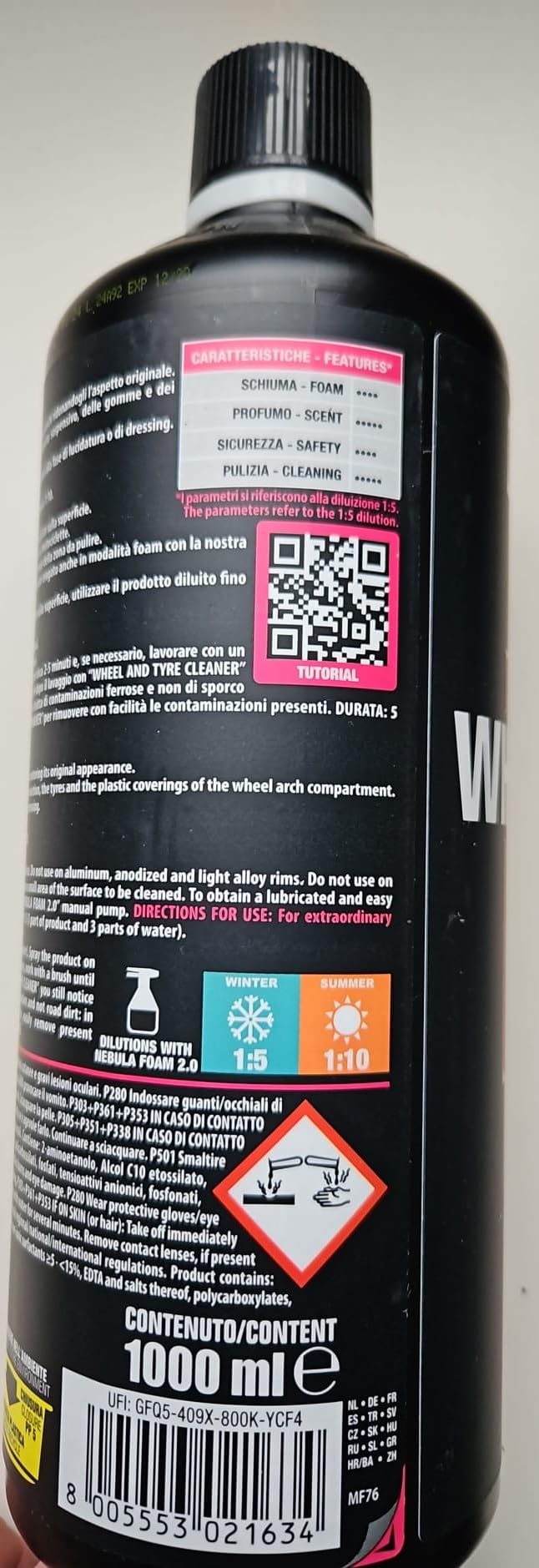 Mafra Ma Fra Maniac Car Detailing Line, Wheel & Tyre Cleaner + Pennello RED 30 mm + Spazzola pulizia pneumatici