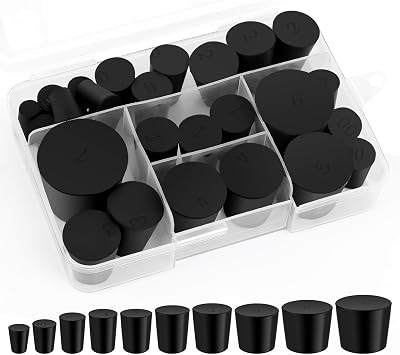 27Pack Solid Rubber Stopper, Coldairsoap Black Lab Plug, 10 Assorted Sizes 000# - 7# Sizes Assortment, for Hole Plugs, Spraying, Coating, Painting Protection