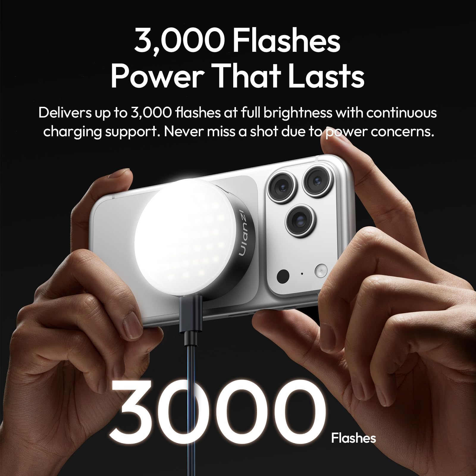 Ulanzi MFL01 Mini Flash per smartphone, Luce fotografica da 10W, Flashlight e luce per foto cellulare 2-in-1, 2500K-8500K, 3000 Flash, Controllo Bluetooth, Luce magsafe, Compatibile con iPhone 17 16