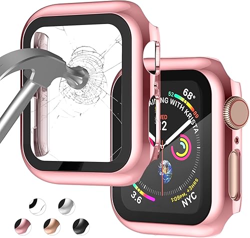 Miniatura 22 de Funda compatible con Apple Watch Series 9 Series 8 Series 7 de 41 mm con protector de pantalla de vidrio templado incorporado, funda protectora