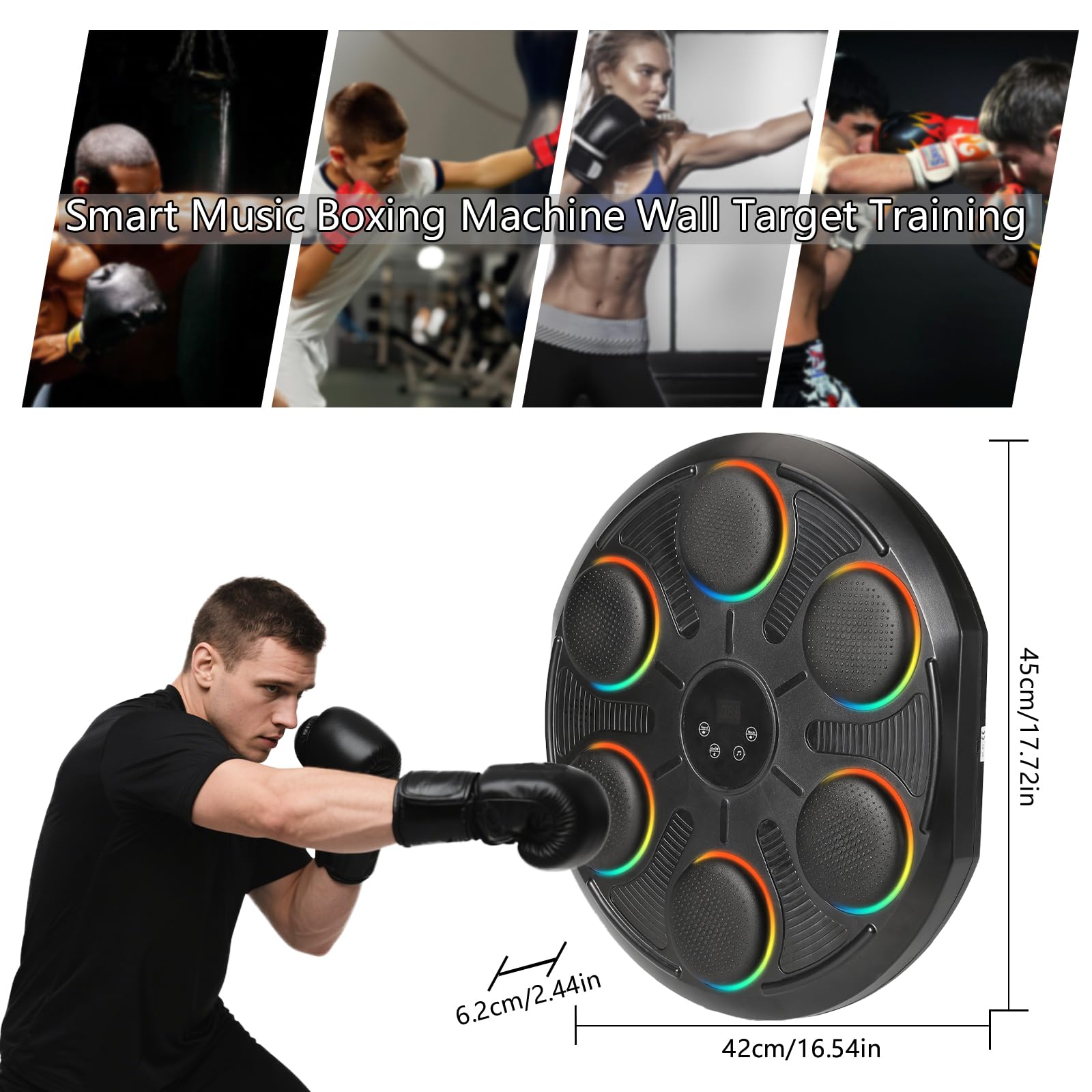 Macchina di Boxe Musicale con Bluetooth,Modello A Parete Di Boxe,12