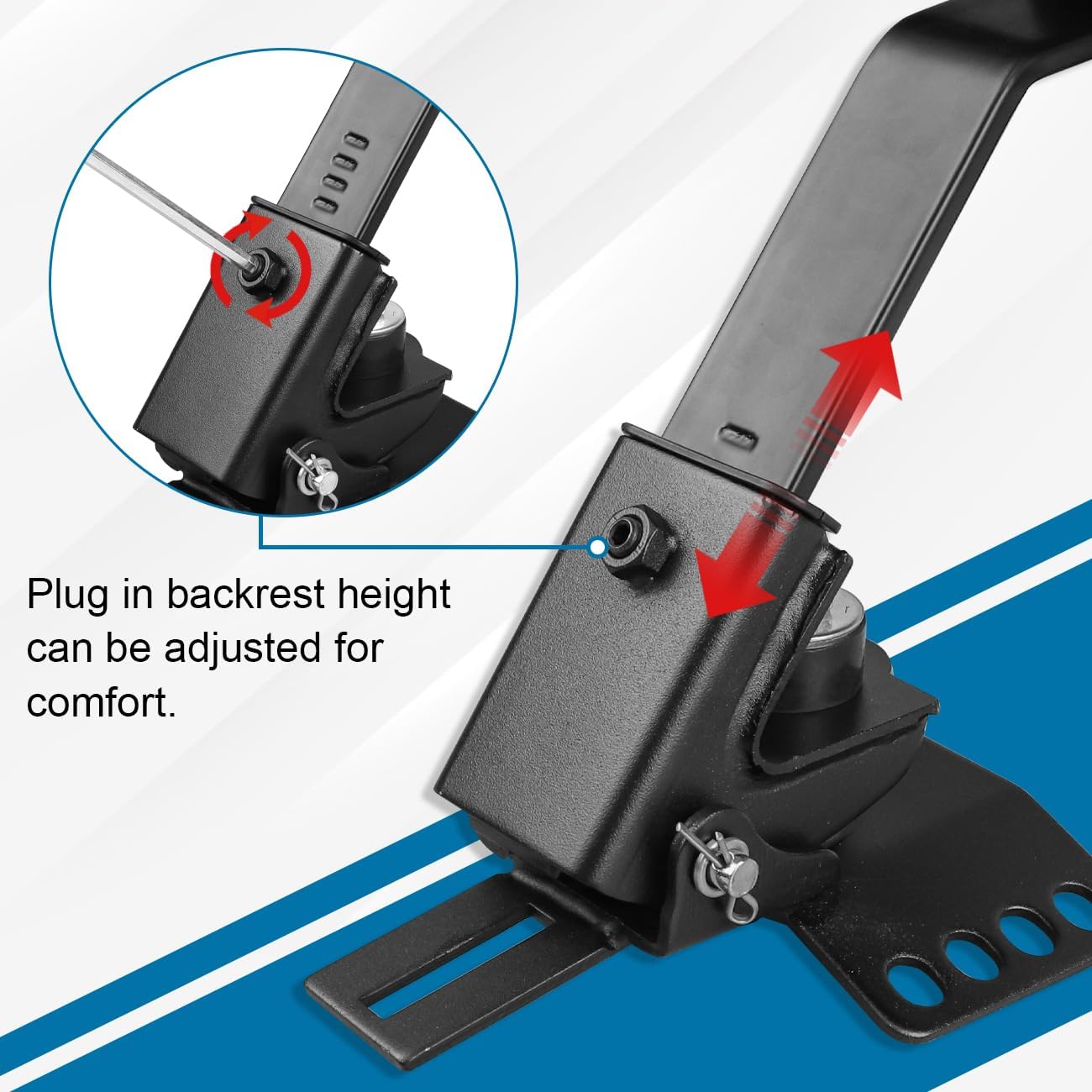 Motorcycle Adjustable Plug-in Driver Backrest Compatible with for Harley Touring Models Road King Street Glide Road Glide Electra Glide 1997-2024 Rider Backrest