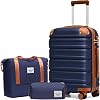 TAKUMI Luggage Set 5 Piece with Duffel Bag ABS Hardshell Suitcase Set with Double Spinner Wheels Travel Lugagge with TSA Lock Lightweight Carry On Suitcase, NAVY, 3 Piece Set, Hardsheel Luggage