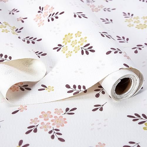 RAY STAR Shelf Liner, 12 Inch x 10 Feet Non Adhesive Blush Petals Floral Kitchen Cabinet Liner for Pantry Drawer Vanity, Strong Grip Non Slip Waterproof, Shelf Liners for Cupboard