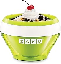 Zoku Ice Cream Maker, Compact Make and Serve Bowl with Stainless Steel Freezer Core Creates Soft Serve, Frozen Yogurt, Ice Cream and More in Minutes, BPA-free, 6 Colors, Green