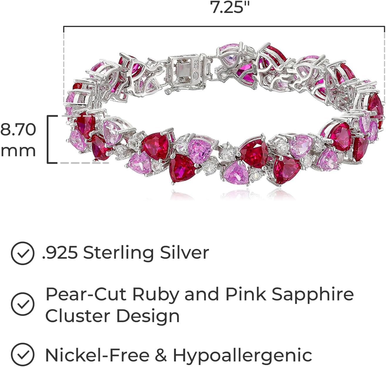 Amazon Essentials Sterling Silver Created Gemstones Bracelet, 7.25" (previously Amazon Collection) - Image 6