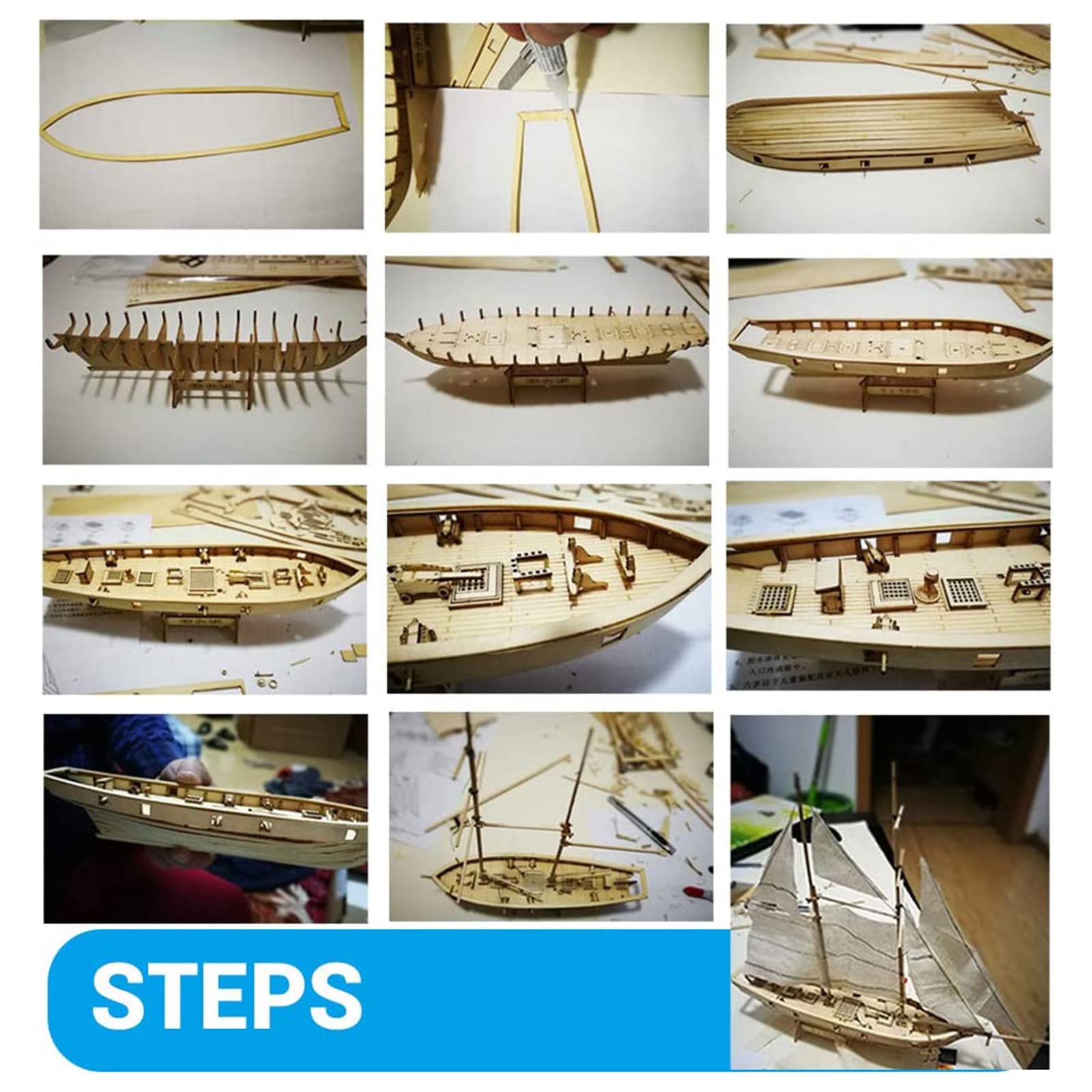 GTYLF Modello nave in legno Barca a vela Kit fai da te Giocattolo Abilità pratica Giocattolo educativo per adolescenti Regalo compleanno Kit modello nave da costruire per adulti Principiante da
