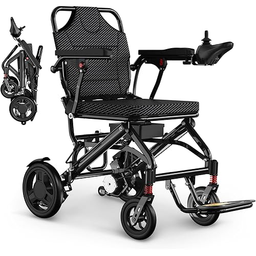 Electric Wheelchair for Adults Power Wheelchairs Lightweight Foldable Long Range All Terrain Motorized Wheelchair for Seniors Max 330 Lbs Compact Portable Airline Approved 45lbs (Black)