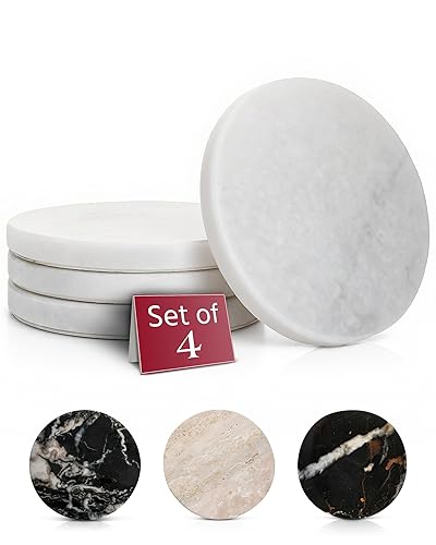 Gusto Nostro White Marble Coasters Set of 4 - Luxury