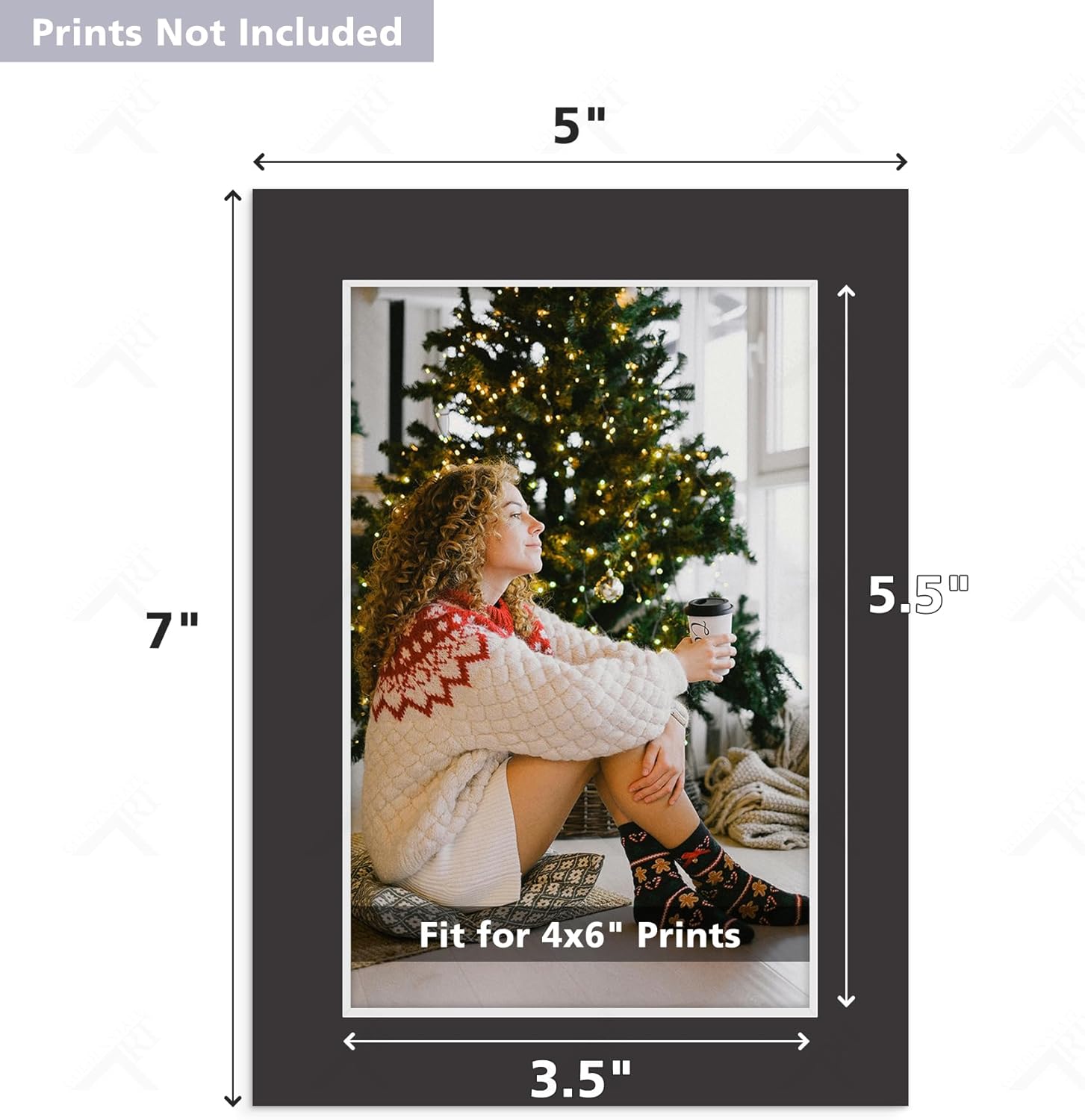 Golden State Art, Acid Free, Pack of 50, 5x7 Black Picture Mats Mattes with White Core Bevel Cut for 4x6 Photo