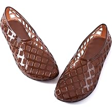 Women Jelly Flat Sandals Water Shoes Slip-On Waterproof Comfort Soft Insole Summer Flats Breathable Hollow Grid Beach Pool Quick-Dry