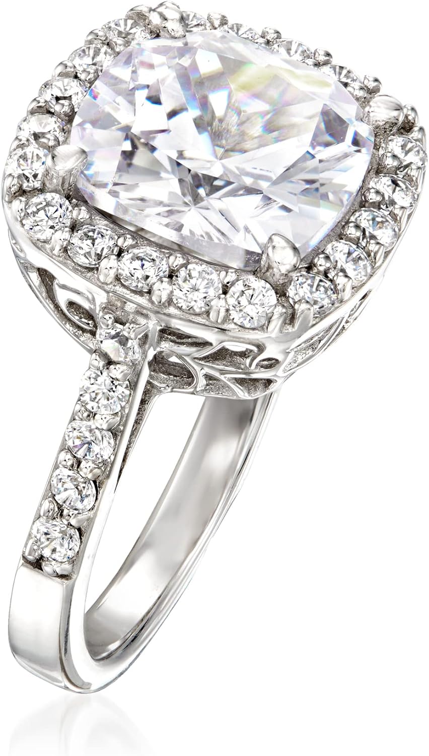 Ross-Simons 5.10 ct. t.w. CZ Halo Ring in Sterling Silver