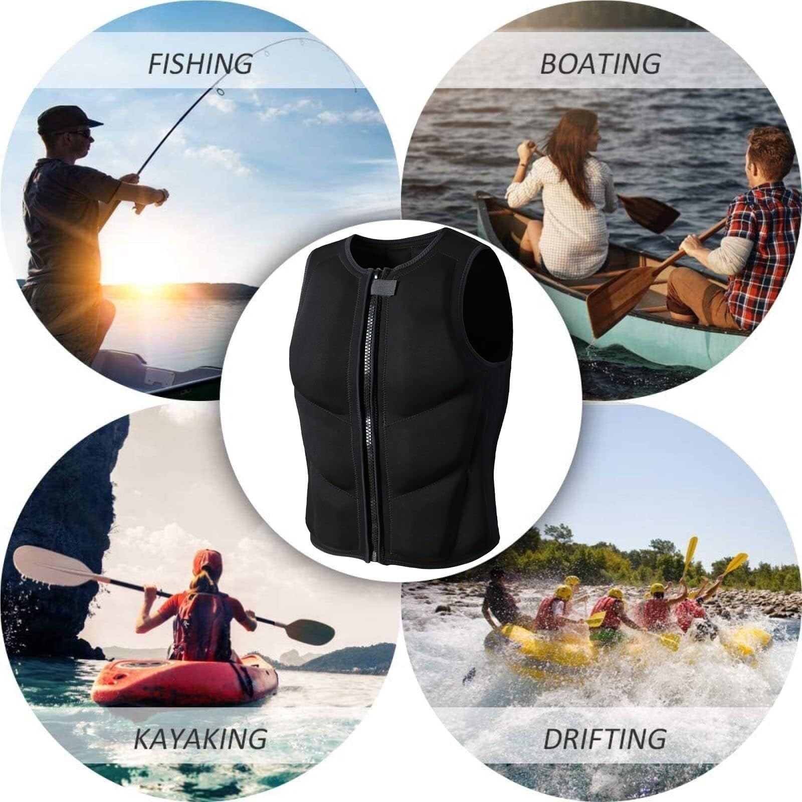 Swimming Vest High Buoyancy Swim Vest Neoprene Swimsuit Kayak Lifevest for Adults Swim Jacket with Adjustable Safety Buckle for Surfing Kayaking Swimming Rafting(L58-70KG)