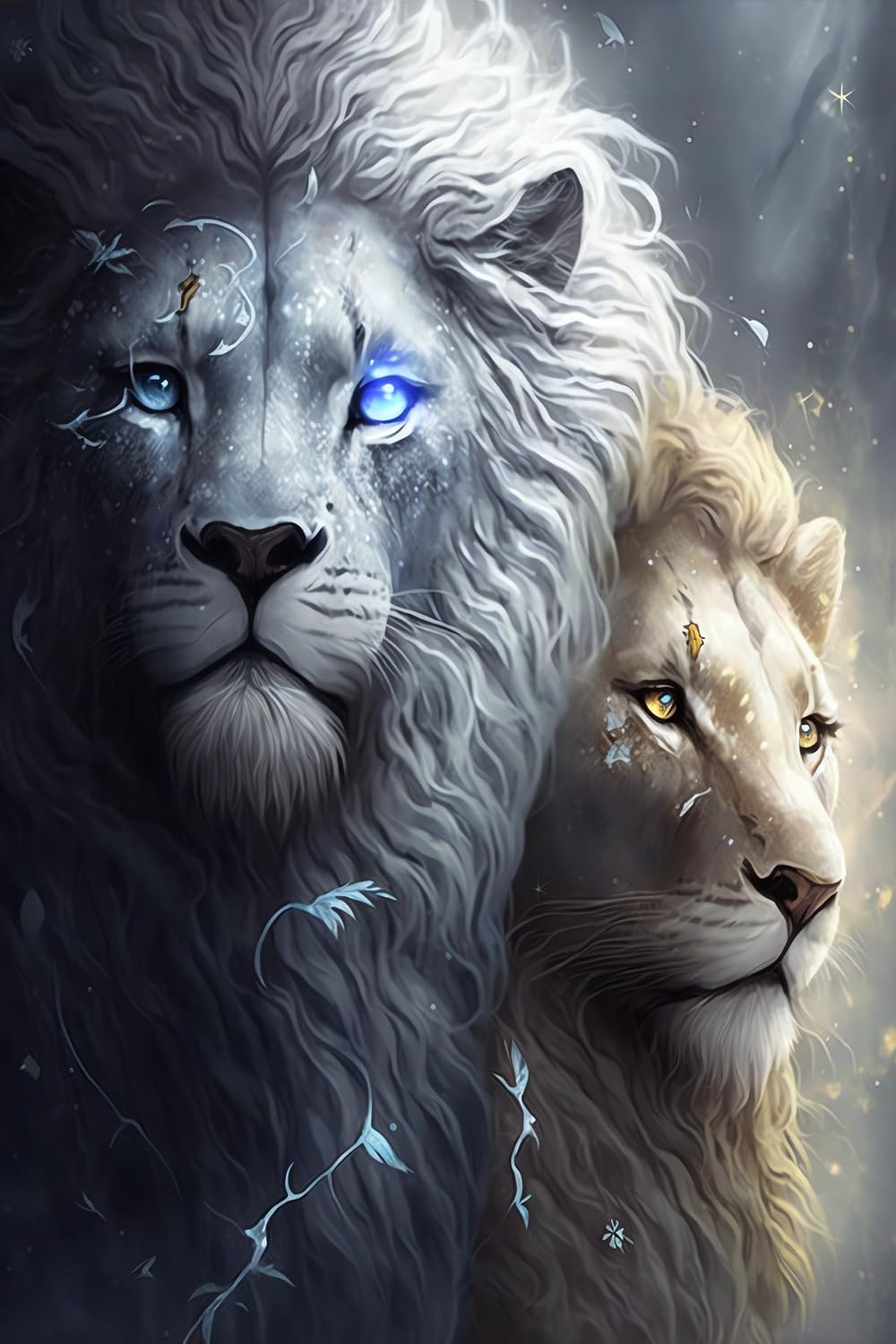 NSUAJOF Diamond Painting Kits - Lion with American Flag DIY Diamond Painting Full Round Drill Sticks, 5d Stress Relief Handmade Gifts and Beginners Home Decor Wall Decor 12 * 18 inches