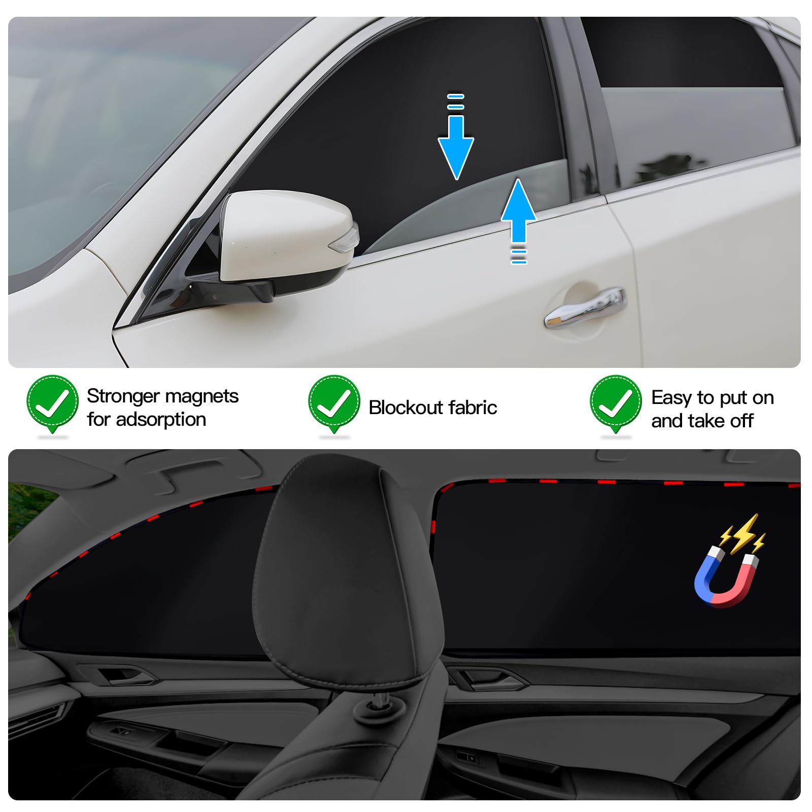 ZATOOTO Parasole Auto Compatibile con VW Golf 7 2013-2021, Tendine Parasole Auto Magnetiche, Parasole Auto Interno, Finestrino Auto Protezione Privacy, Nero, 4 Pezzi