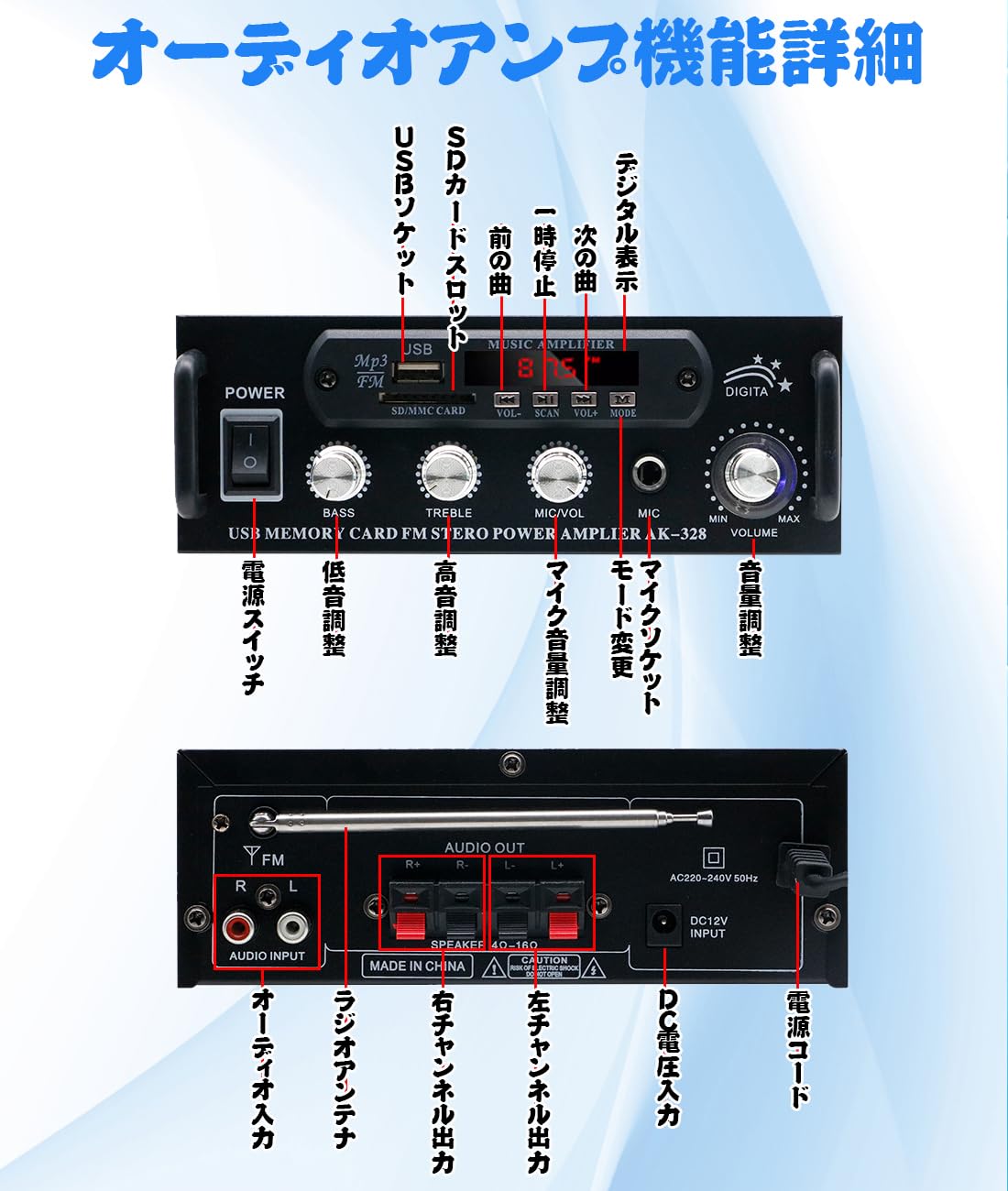 Amazon.co.jp: Topsky パワーアンプ オーディオサウンドアンプ マイク