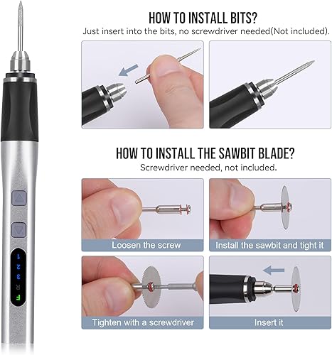 Miniatura 7 de Rotativo de 2 vías mejorado bolígrafo de grabado eléctrico con 37 bits, bolígrafo grabador inalámbrico recargable por USB, máquina grabadora