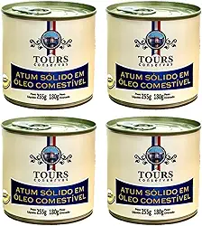 4X Atum Sólido em óleo Comestível Tours Conservas 255g