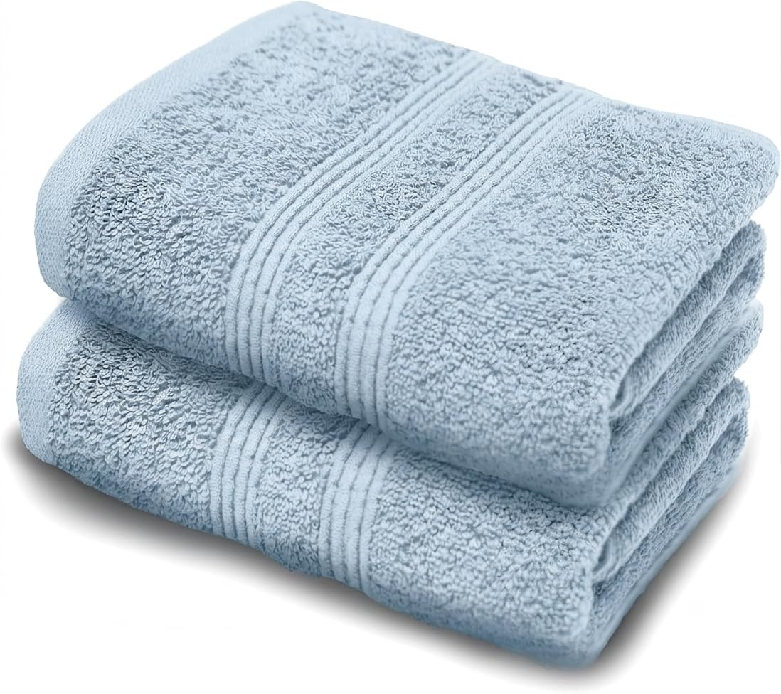 Makooz Premium Bathroom and Kitchen Hand Towels Pack of 2-500 GSM Combed Ring Spun 100% Egyptian Cotton - Quick Dry & Absorbent - Fast Drying & Soft Luxurious Bath Hand Towel Set - 50x85CM Sky Blue