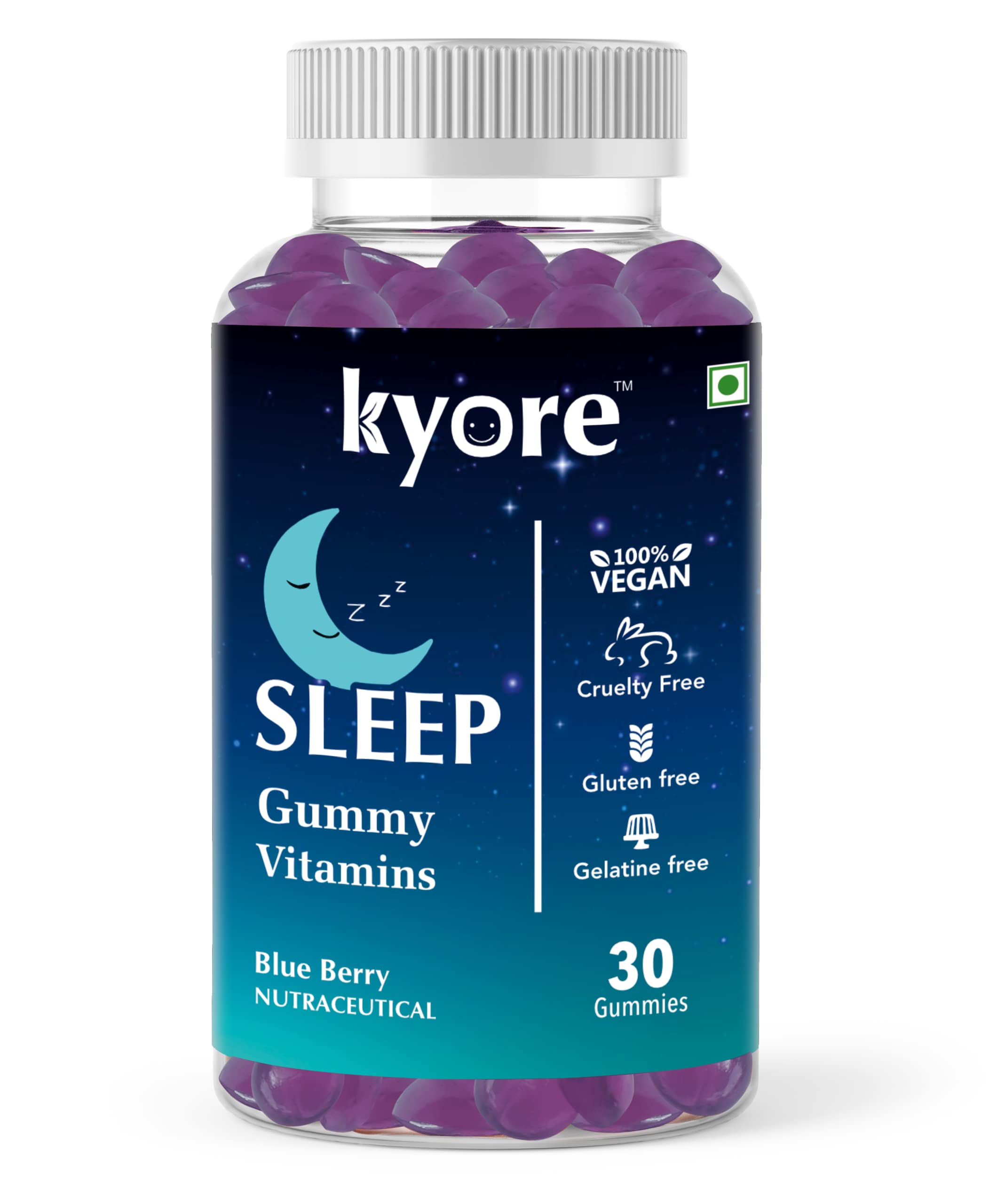 Kyore Nutrition Sleep Gummies, 7mg Melatonin with Chamomile & Ashwagandha - Blueberry Flavor, Non-Habit Forming, Promotes Restful Sleep | For Adults | 30 Gummies, 2 Gummies a Day (B0BR1DNLKR) Amazon Price History, Amazon Price Tracker