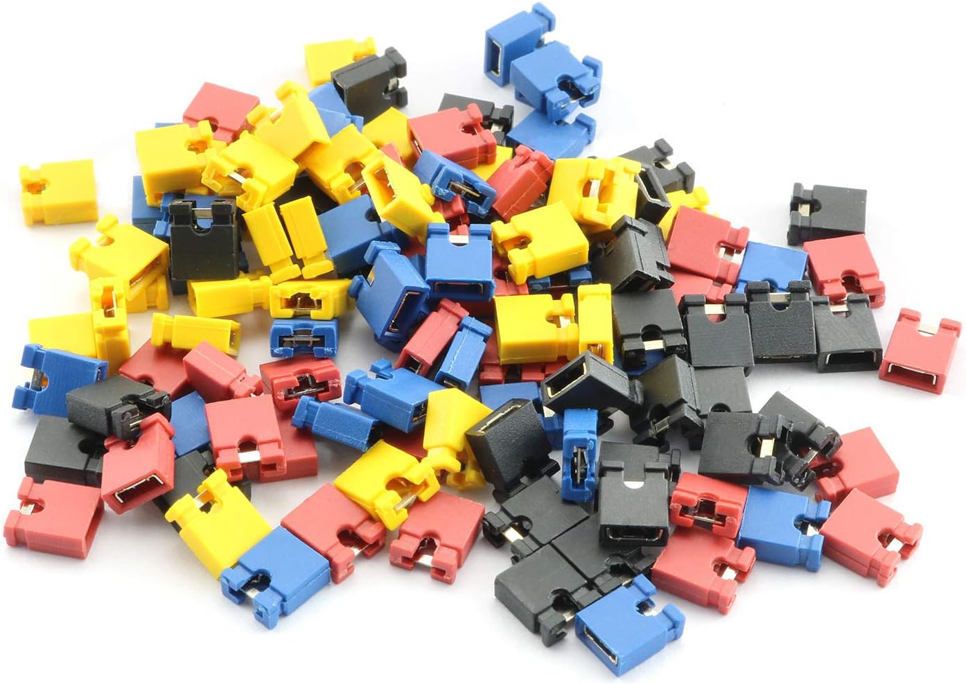 120-Pack 4 Color 30PCS Each Open Top 2.54mm Standard Computer Jumper Caps Shunts Short Circuit Cap