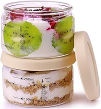 9 oz Round Pudding Glass Cups,Mini Glass Dessert Cups with Lid,Overnight Oats Meal Container with Silicone Seal Cover, Light Glasses Bowls, Dishwasher Microwave Safe (2 PCS)