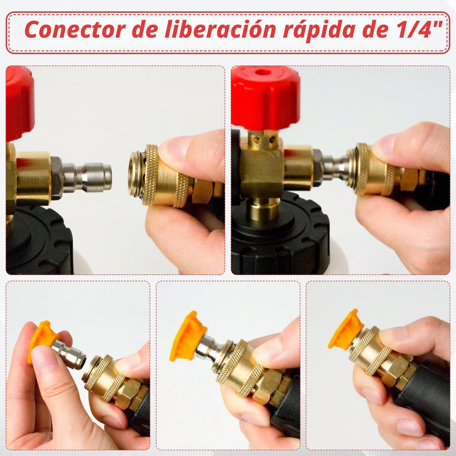 Pistola para hidrolavadora de 3000 PSI con cañón de Espuma con 5 boquillas