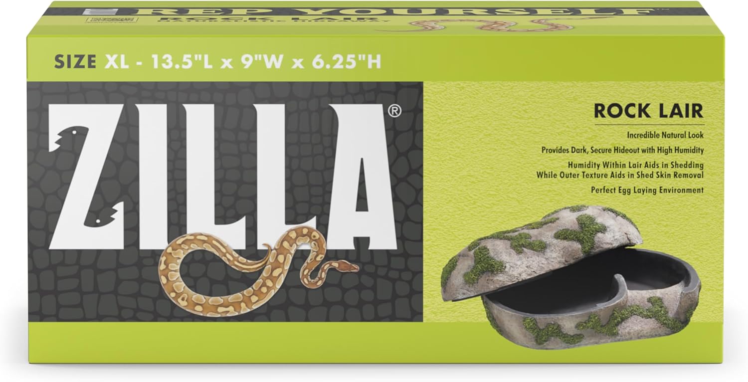 Zilla Pet Terrarium Rock Lair, Reptile Hide for Lizards, Snakes and More, X-Large