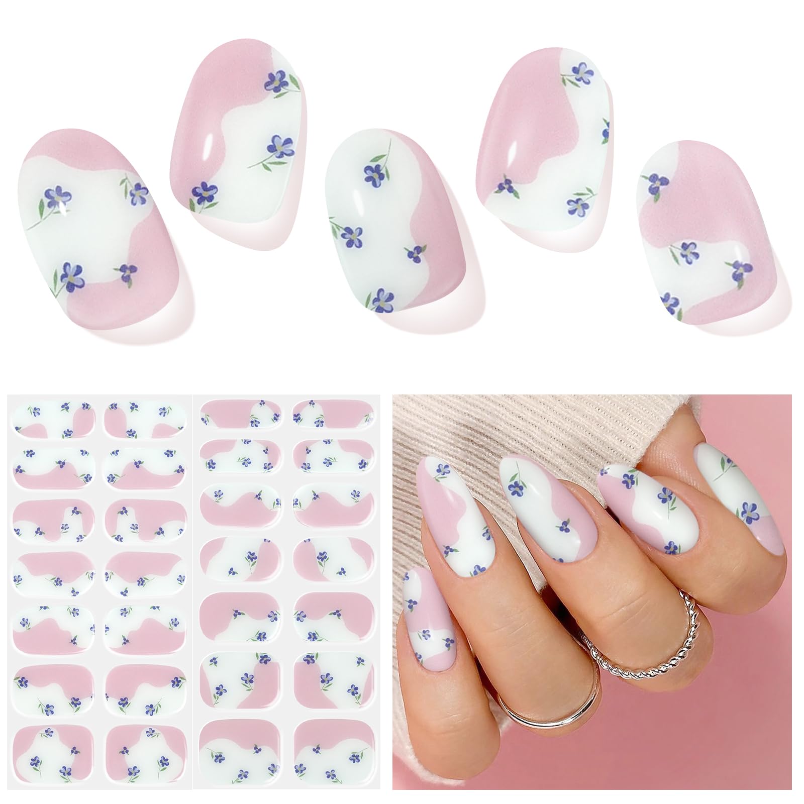 UV Gel Nagelfolien – 28 Stück Selbstklebende Gel-Streifen – Für DIY Maniküre, Benötigt UV-Lampe – Inkl. Nagelfeile & Holzstäbchen