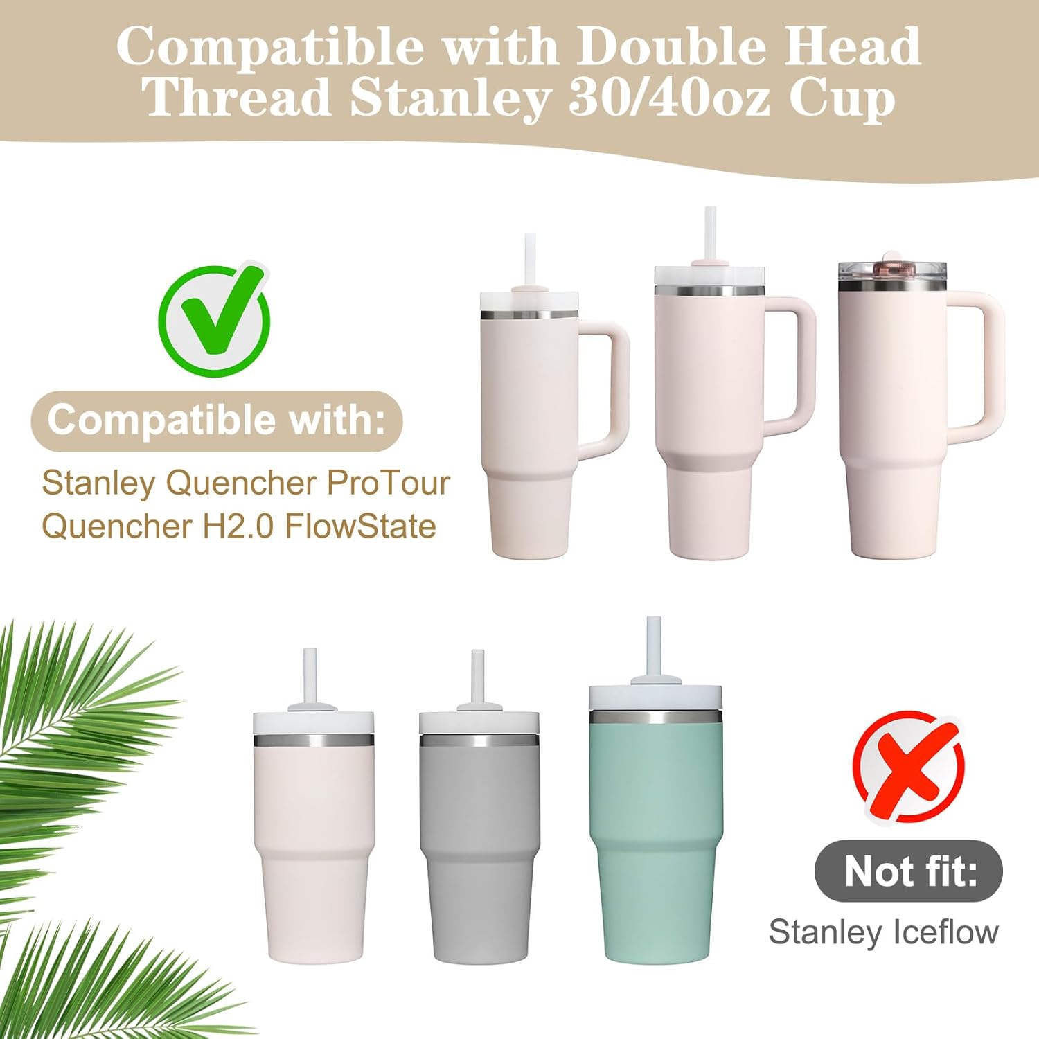 Upgraded 2 Pack 30 OZ Flip Straw Lid for Stanley Quencher ProTour,Leak Proof Lid Replacement for Stanley H2.0 Quencher,No Spill Detachable Tumbler Cup Lids,Stanley Cup Accessories - Image 2
