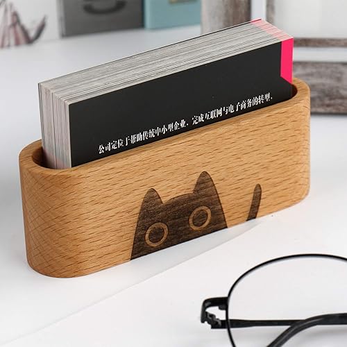 Miniatura 4 de Titular de la tarjeta de presentación de madera natural titular de la tarjeta de visita de madera titular de la tarjeta de escritorio de oficina