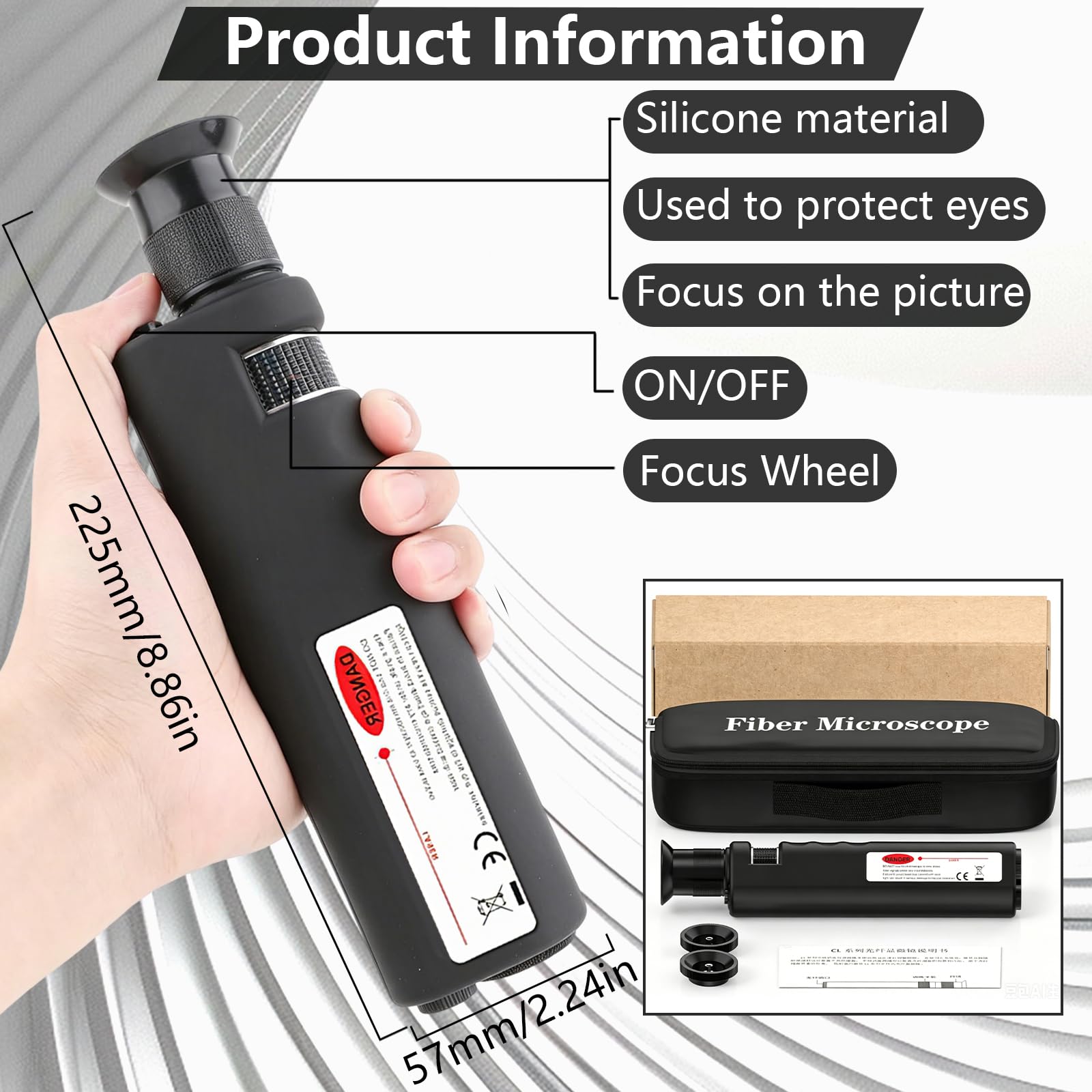 Mikroskope, Glasfaser Mikroskop mit 400-fache Vergrößerung, Kabelinspektionsmikroskop mit 1,25-mm- und 2,5-mm-Adapter-Schnittstelle, Handmikroskop für Techniker, Bediener und Ingenieure