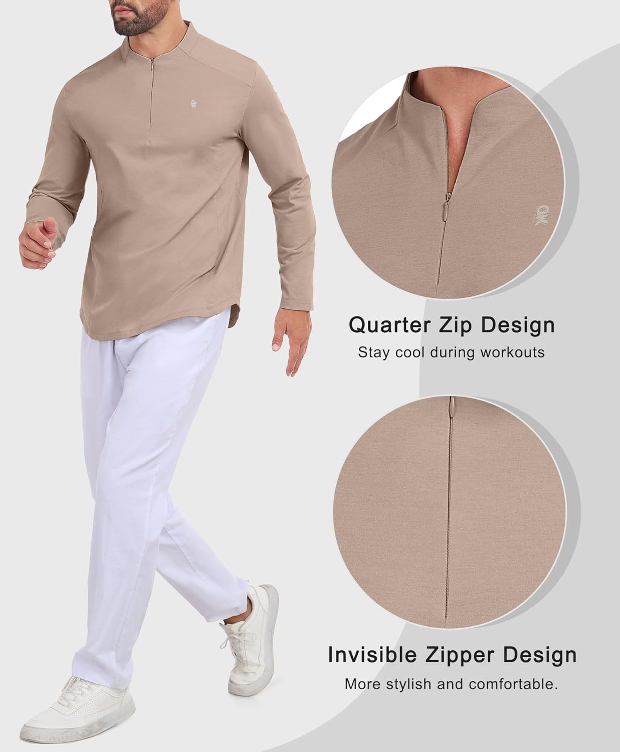 Little Donkey Andy Men's Golf Quarter Zip Pullover Mock Neck Lightweight Sun Protection Long Sleeve Fishing Shirt - Image 4