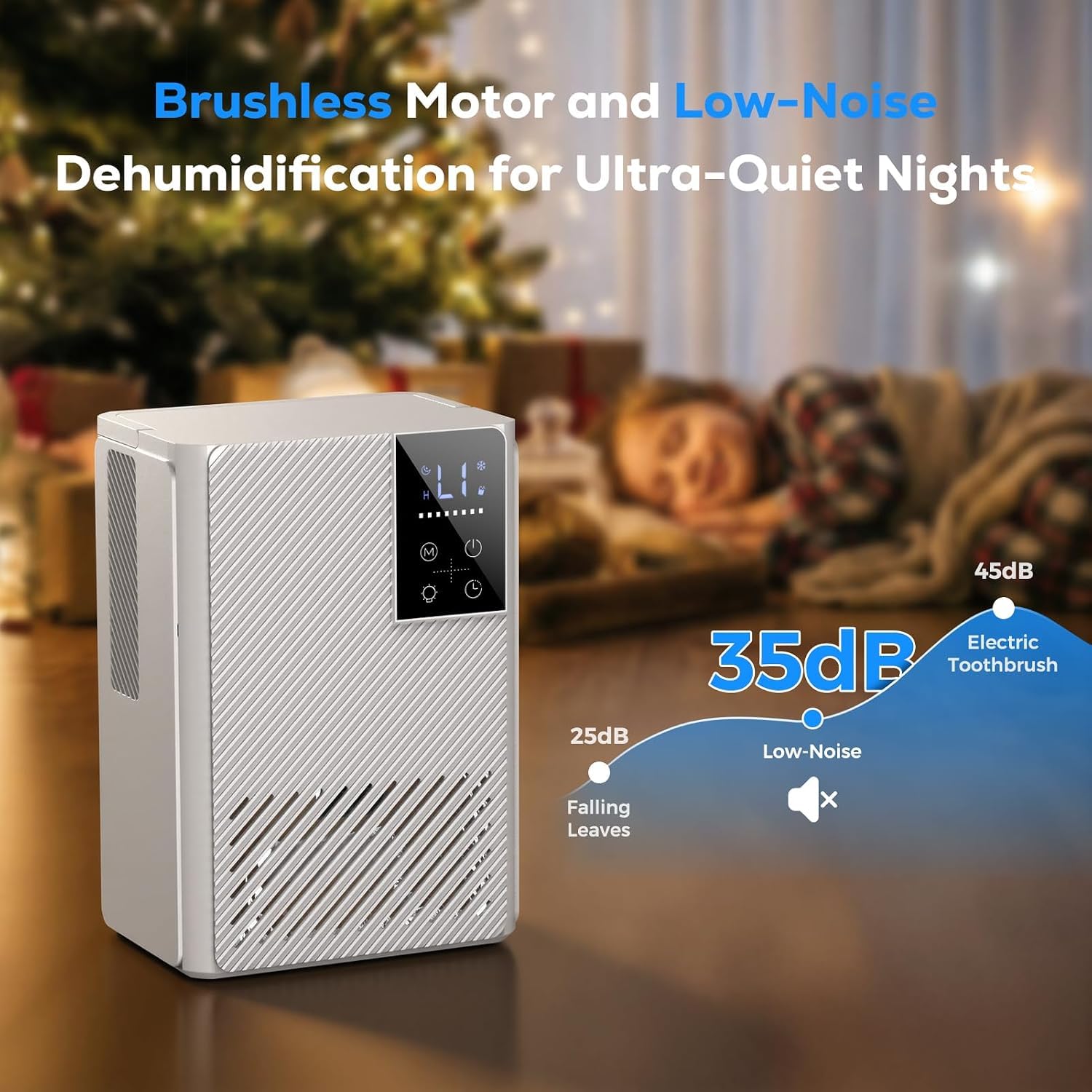 Deshumidificador Eléctrico 2500ML, Deshumificadores de Humedad, Apagado Automático, Portátil, Deshielo Automático, Modo de Sueño Ultra Silencioso, Deshumidificador para Baño, Dormitorio