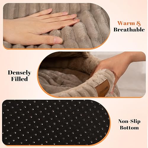 Miniatura 4 de CHEERPALS Cama tipo cueva para gatos de interior, cama para gatos cubierta lavable con capucha, cama suave y esponjosa para mascotas para cachorros