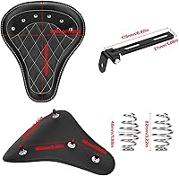Vista 7 de LKV Asiento individual para motocicleta con kit de hardware de montaje de base de asiento para Chopper Bobber personalizado, ajuste universal