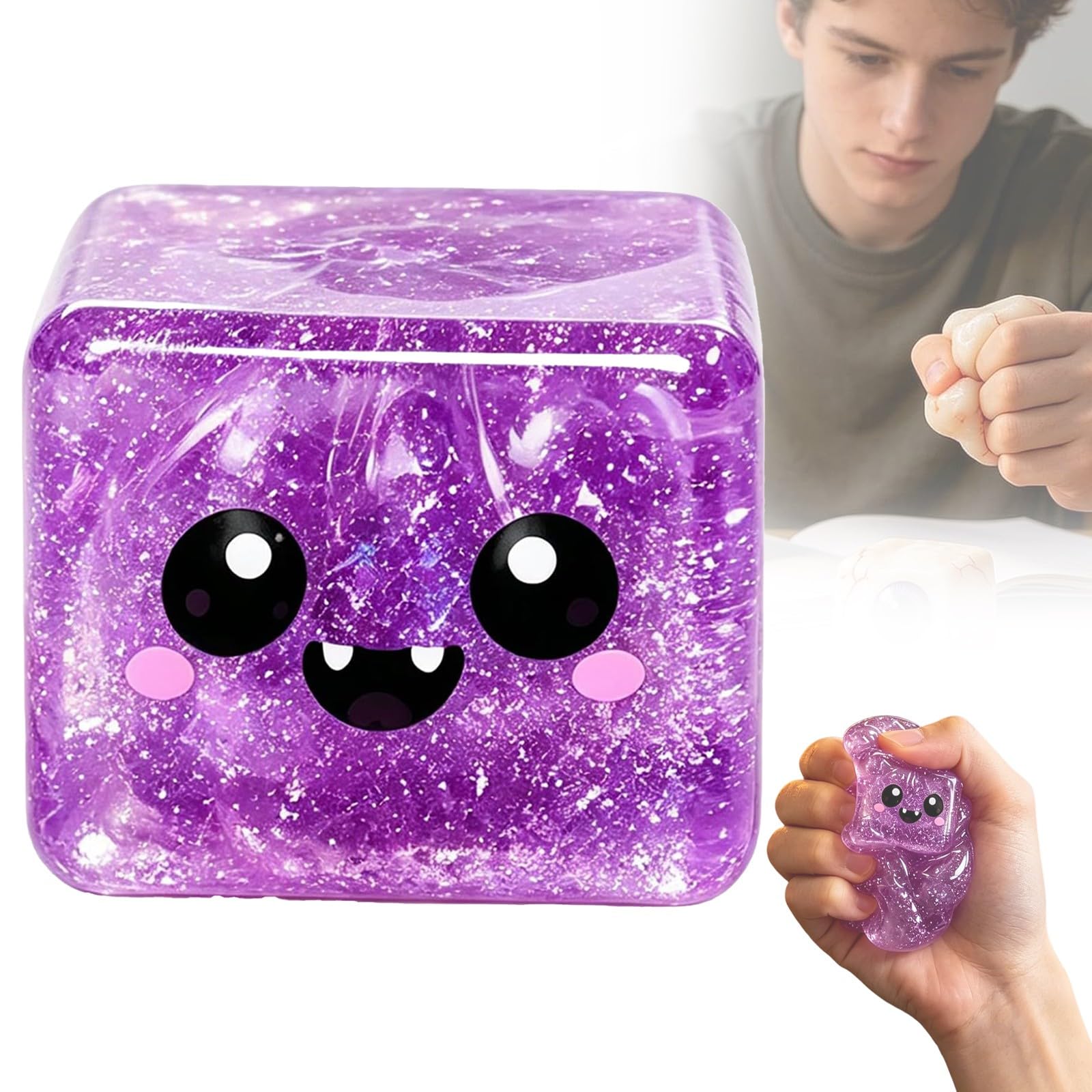 Squishy Stress Relief Ball, Crunchy Squeeze Fidget Toy for Halloween Office Home Party Gift Desktop Decoration (G- Purple) — image 1