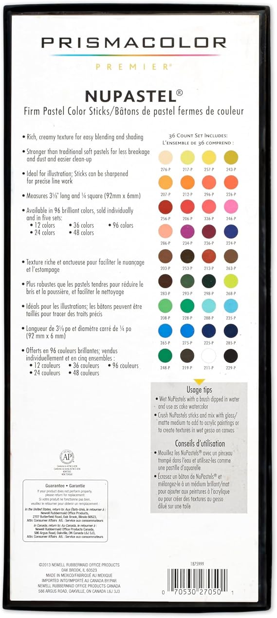 Prismacolor Premier Nupastels, Firm Pastel Color Sticks, 36 Count - For Textures, Blending, Shading