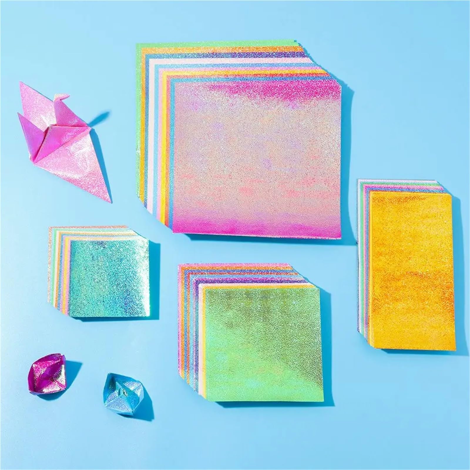 100 Blatt glitzerndes Origami-Papier, quadratisch, Faltpapier, einseitig, gemischte Farben, Scrapbooking, Dekor, handgefertigtes Material Für Handgefertigte Dekorationen(15cmx15cm)